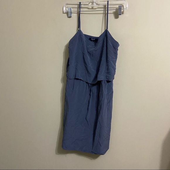 Madewell Silk Overlay Cami Mini Dress Blue Gray - Picture 2 of 5